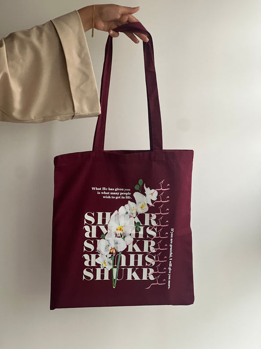 Floral 'Shukr' Tote Bag