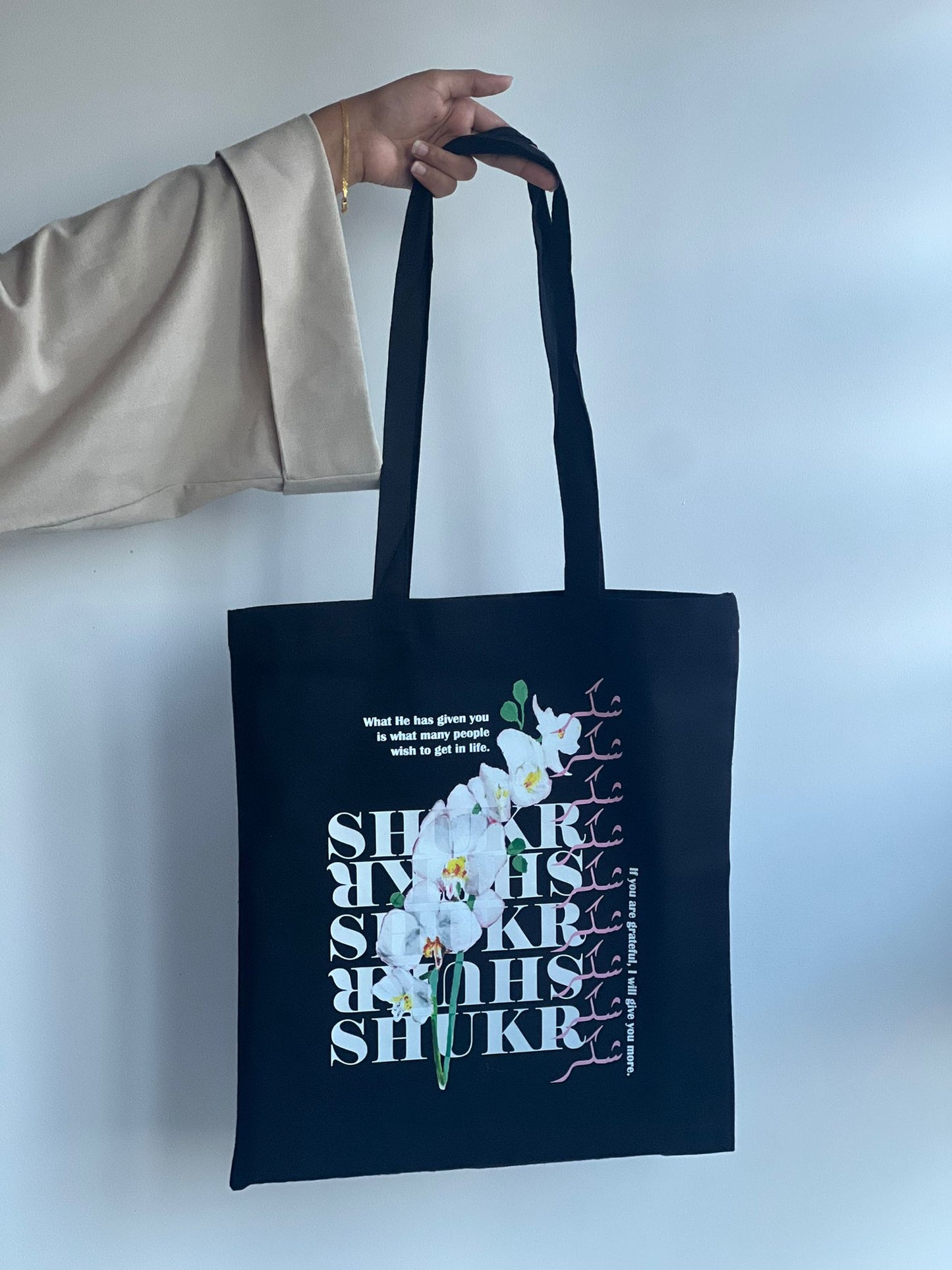 Floral 'Shukr' Tote Bag