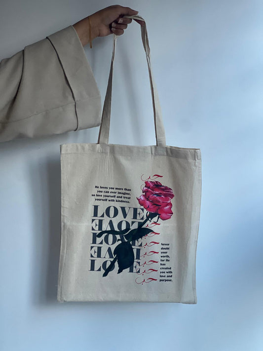 Floral 'Love' Tote Bag