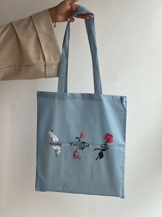 Floral 'Shukr-Tawakkul-Sabr' Tote Bag